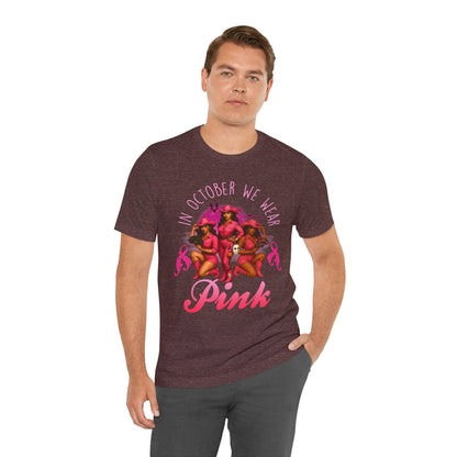 In October We Wear Pink Shirt – Western Cowgirl Breast Cancer Awareness Tee