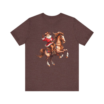 Cowboy Santa on Bucking Horse Shirt – Funny Western Rodeo Christmas Tee