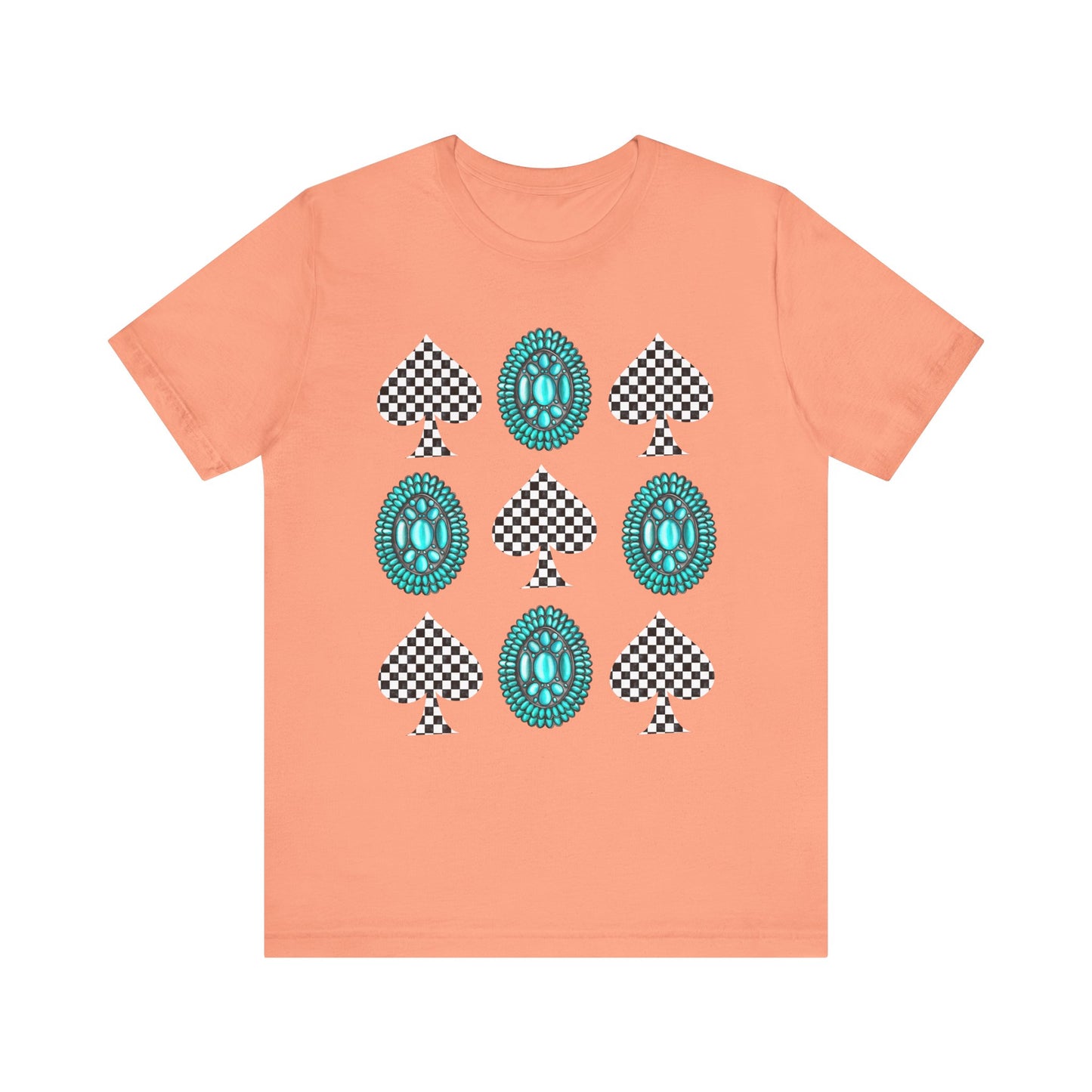 Western Turquoise Stone Shirt – Gemstone Playing Card Texas Rodeo Tee