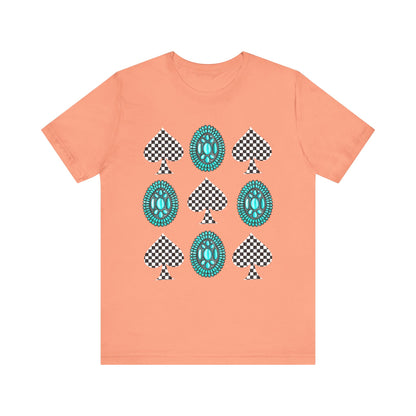 Western Turquoise Stone Shirt – Gemstone Playing Card Texas Rodeo Tee