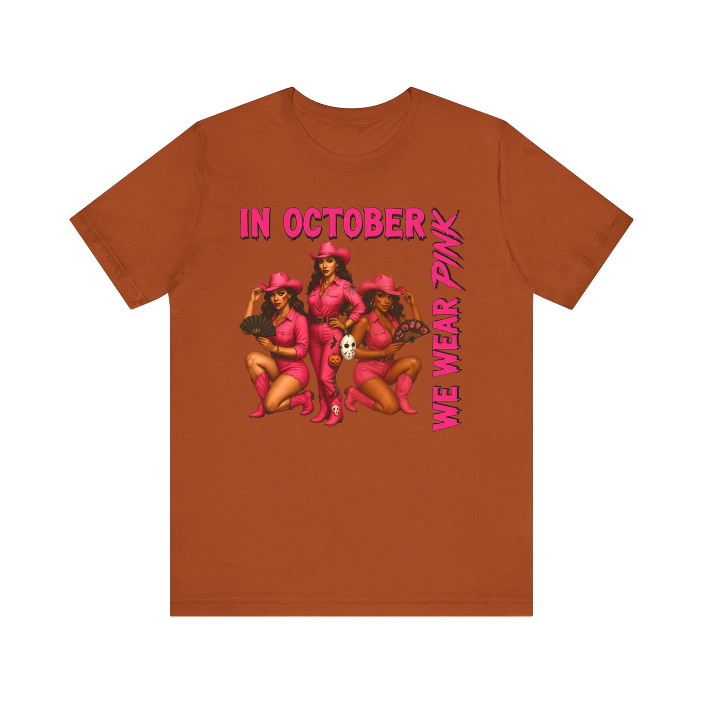 In October We Wear Pink Shirt – Western Cowgirl Breast Cancer Awareness Tee
