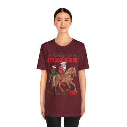 Giddy Up Jingle Horse Shirt – Retro Howdy Christmas Western Cowboy Holiday Tee