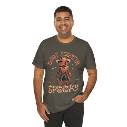 Boot Scootin’ Spooky Shirt – Funny Cowboy Pumpkin Head Western Halloween Tee