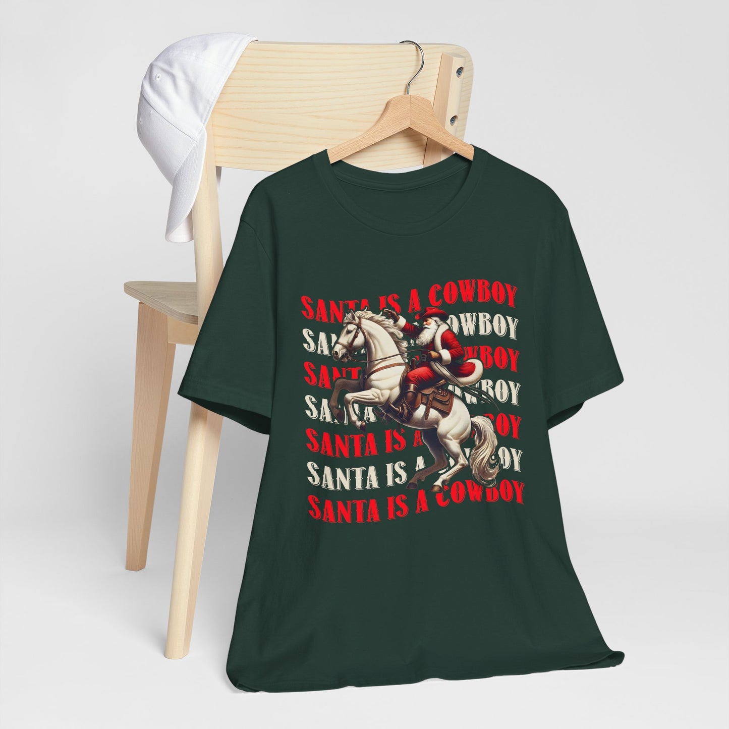 Santa Is a Cowboy Shirt – Western Christmas Tee, Texas Horseback Santa Claus