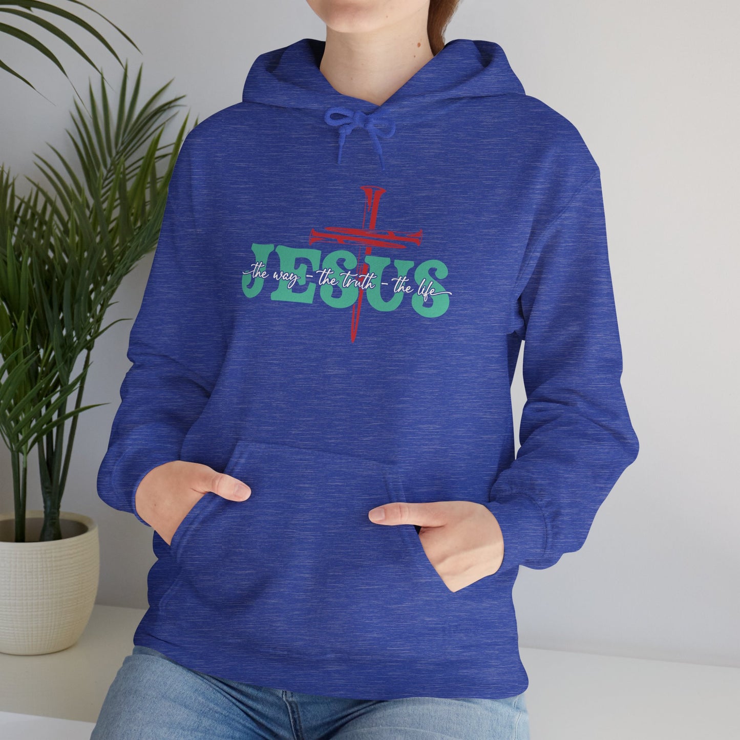 The Way Truth Life Christ Jesus Cross Nails Christian Bible Hoodie