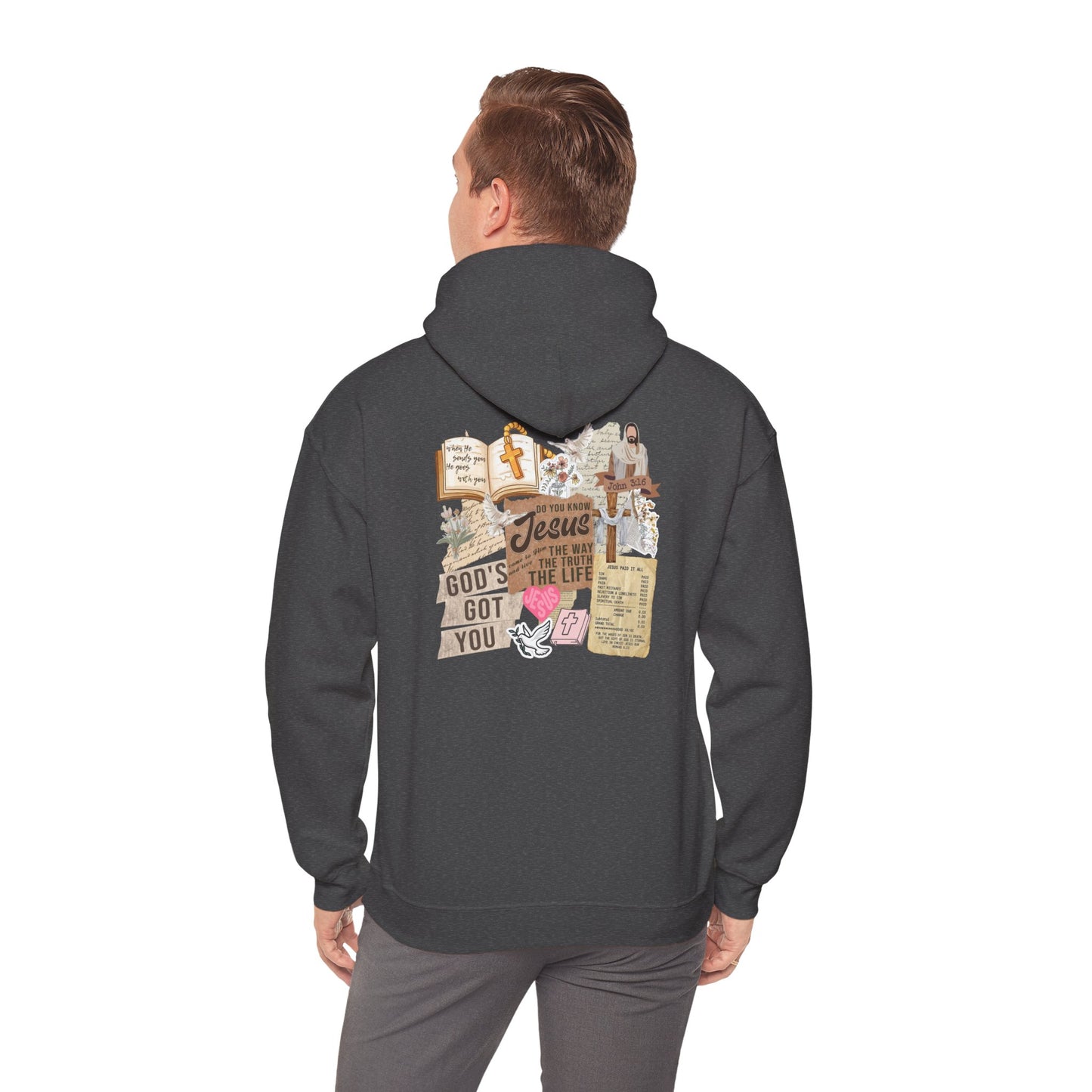 Jesus Paid It All Hoodie – Christian Collage Scrapbook Bible Verse Pullover