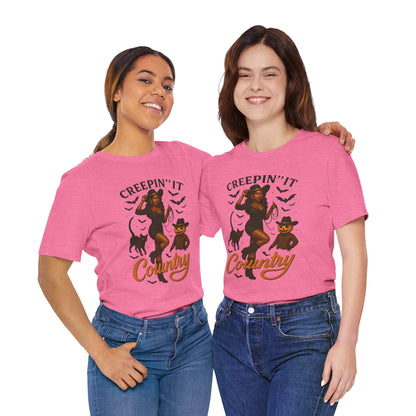 Creepin’ It Country Shirt – Spooky Cowgirl Pumpkin Western Halloween Tee
