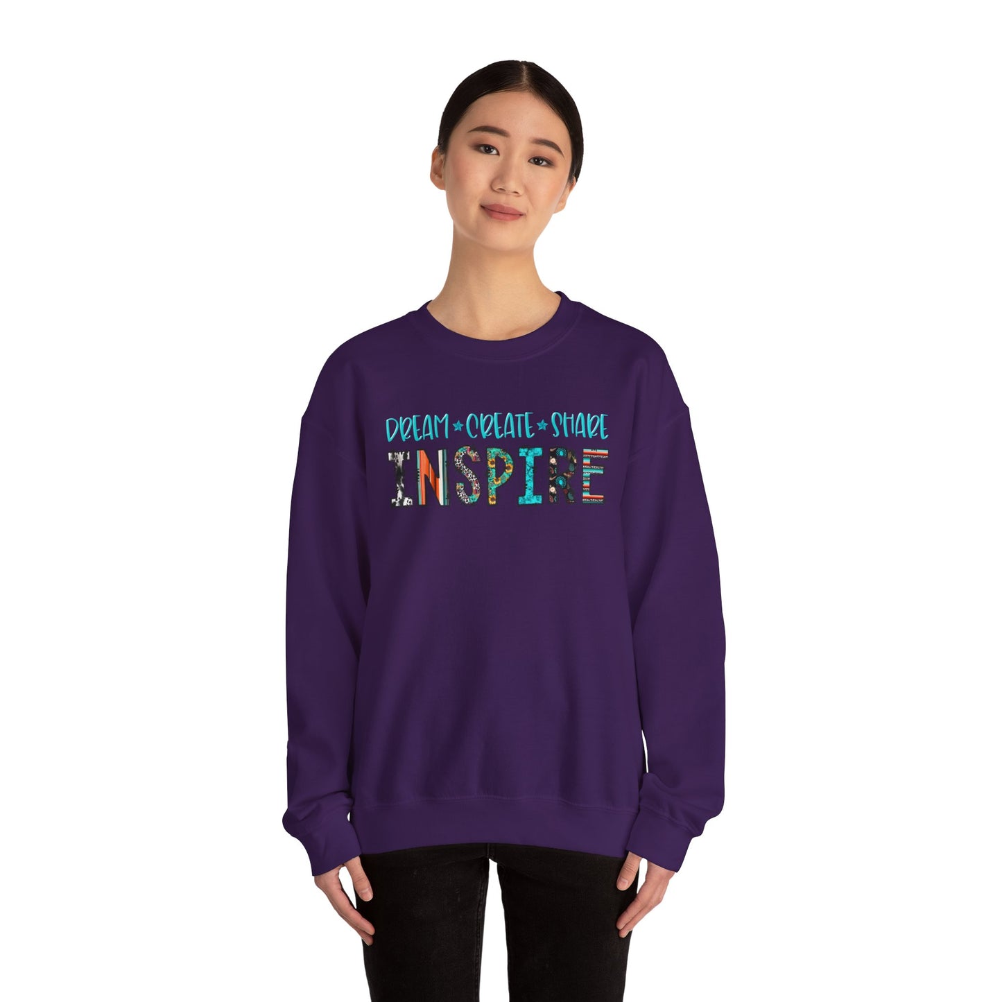 Dream Create Share Inspire Sweatshirt – Motivational Teacher Western Pullover