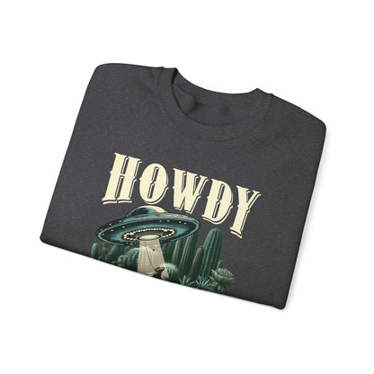Howdy Cow Abduction Sweatshirt – Western UFO Rodeo Cactus Texas Pullover