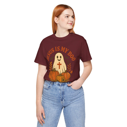 Jesus Is My Boo Shirt – Cute Christian Ghost Pumpkin Halloween Faith Tee