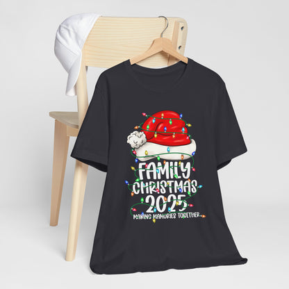 Family Christmas 2025 Shirt – Santa Hat & String Lights Matching Holiday Tee