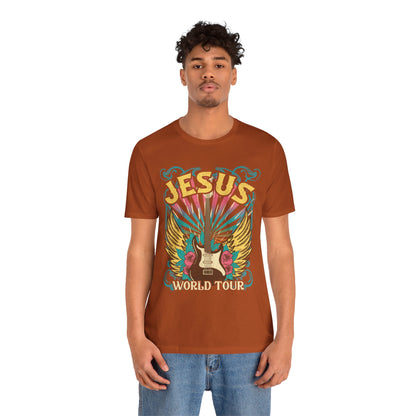Jesus World Tour Shirt – Retro 70s 80s Rock Concert Guitar Christian Tee