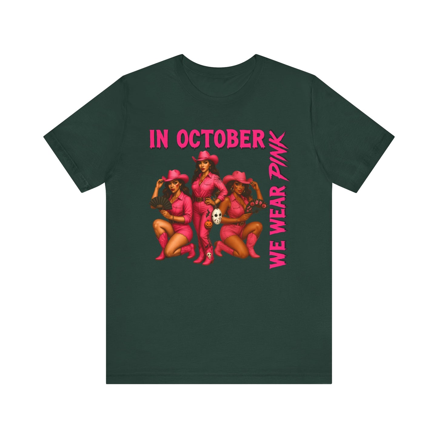 In October We Wear Pink Shirt – Western Cowgirl Breast Cancer Awareness Tee