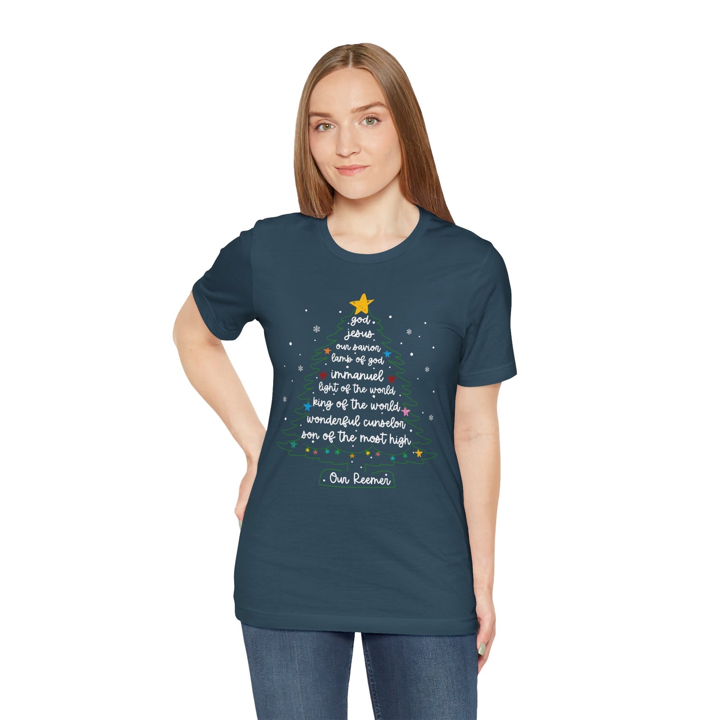Christian Christmas Tree Sayings Shirt – God Jesus Savior Faith Holiday Tee