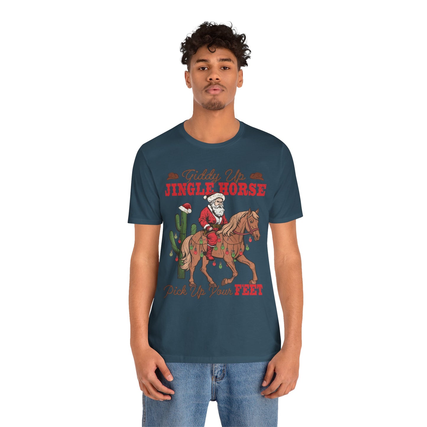 Giddy Up Jingle Horse Shirt – Retro Howdy Christmas Western Cowboy Holiday Tee