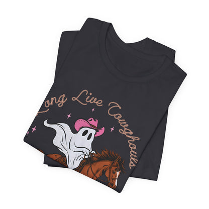 Long Live Cowghouls T-Shirt, Western Ghost Cowgirl Halloween Tee, Spooky Rodeo Shirt