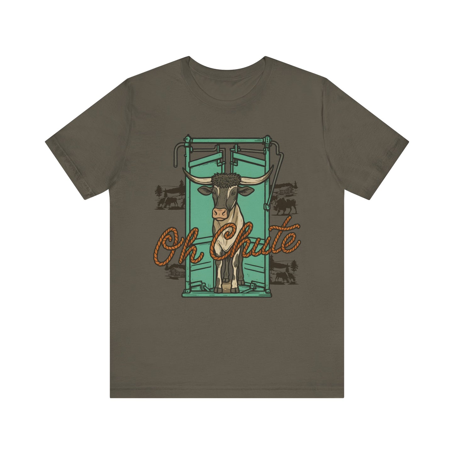 Oh Chute Teal Bull Shirt – Funny Rodeo Western Bucking Cowboy Tee