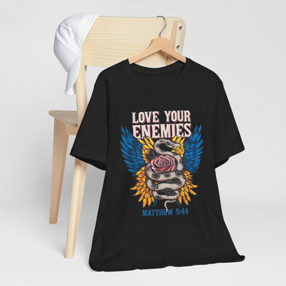 Love Your Enemies Shirt – Christian Matthew 5:44 Angel Wings Scripture Faith Tee