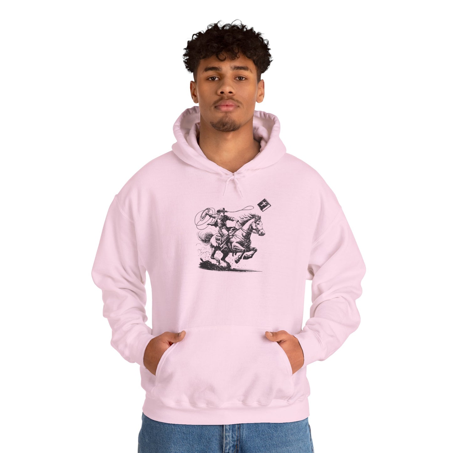 Retro Cowboy Riding Horse Hoodie – Christian Scripture Western Rodeo Pullover