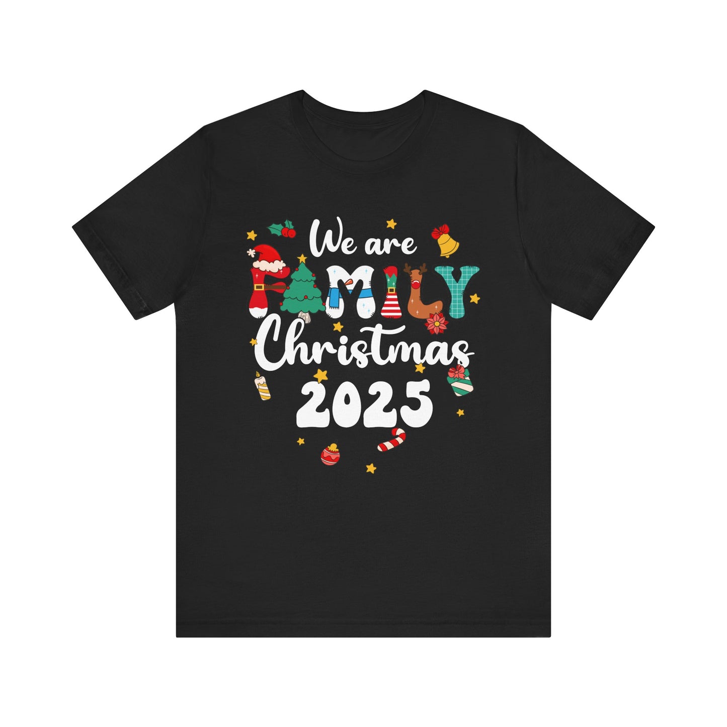 We Are Family Christmas 2025 Shirt – Groovy Snowman & Xmas Tree Matching Tee