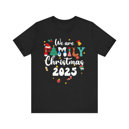We Are Family Christmas 2025 Shirt – Groovy Snowman & Xmas Tree Matching Tee