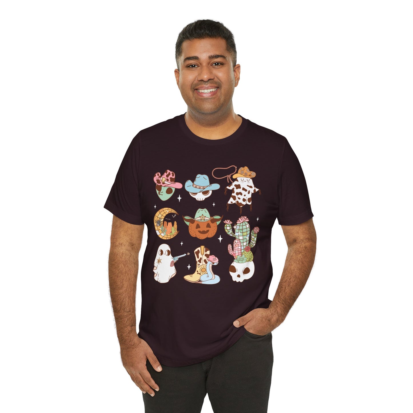 Western Halloween Cowboy Alien Rodeo Skull Spooky Ghost Kids T-Shirt