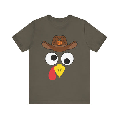 Thanksgiving Couples Turkey Face Shirt – Funny Cowboy & Cowgirl Matching Tee