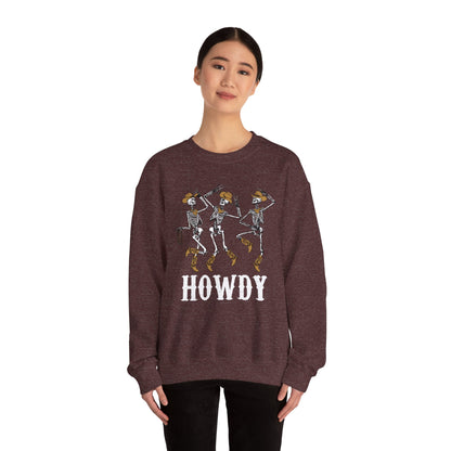 Howdy Cowboy Skeleton Sweatshirt – Western Dancing Boots Horse Pullover