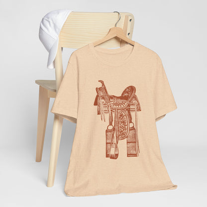 Floral Tooled Saddle Shirt – Western Horse Rodeo Cowgirl Cowboy Tee