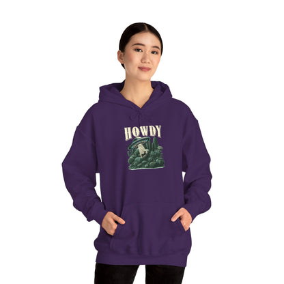 Howdy Cow Abduction Hoodie – Western UFO Rodeo Cactus Desert Texas Pullover