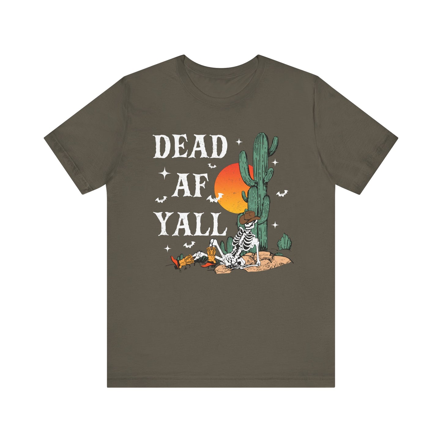 Dead AF Y’all Shirt – Western Skeleton Cowboy Spooky Halloween Tee