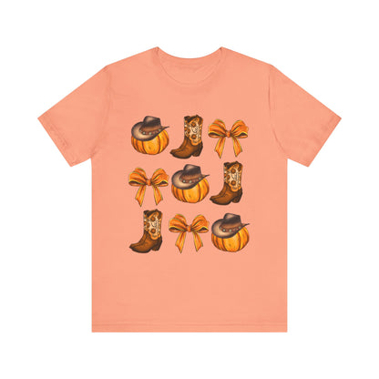 Howdy Pumpkin Shirt – Coquette Bow Cowgirl Western Fall Thanksgiving Tee