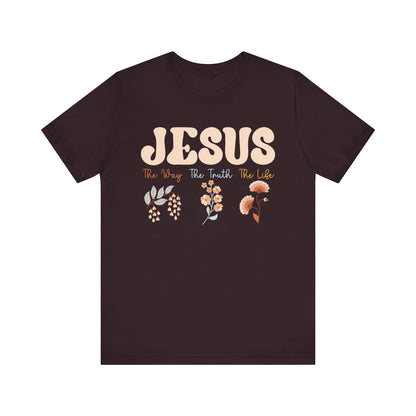 Jesus The Way The Truth The Life Shirt – Groovy Floral John 14:6 Christian Tee
