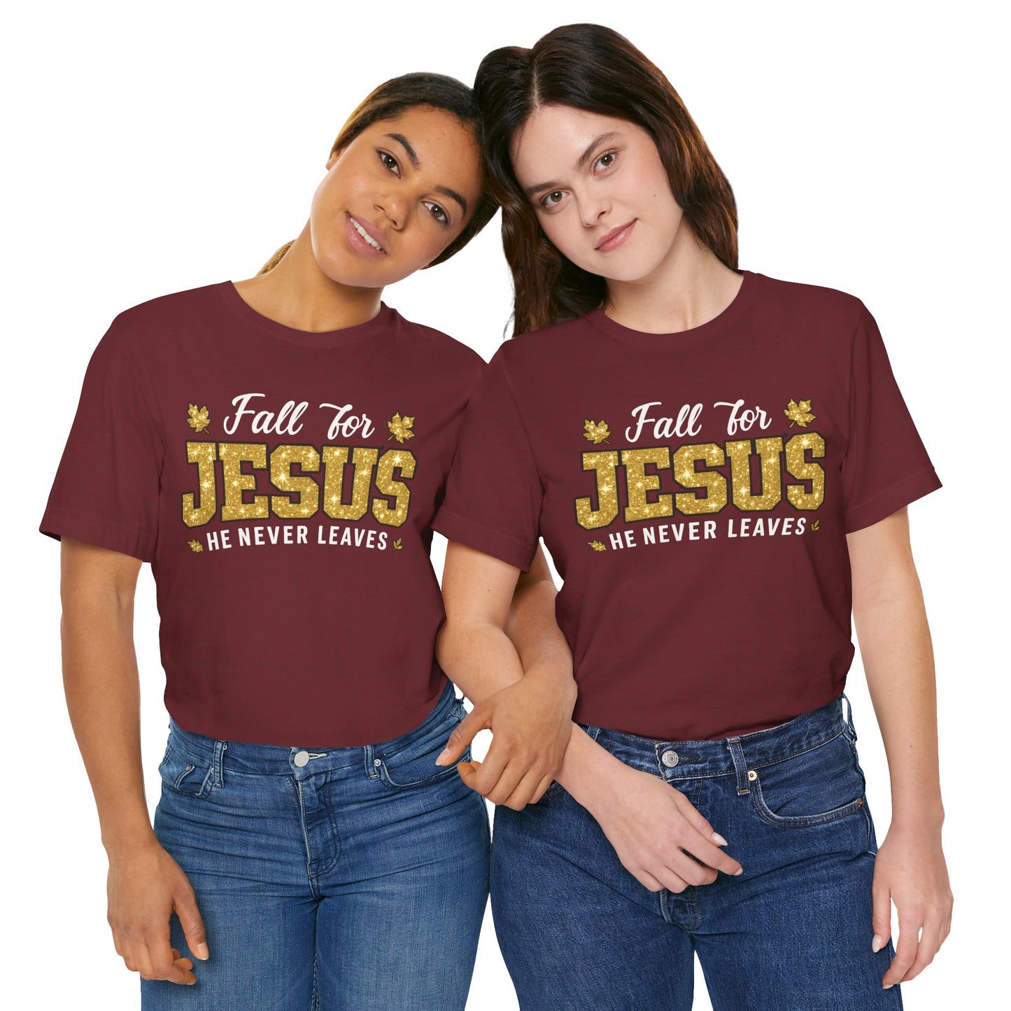 Fall for Jesus He Never Leaves Shirt – Christian Autumn Leaves Thanksgiving Tee