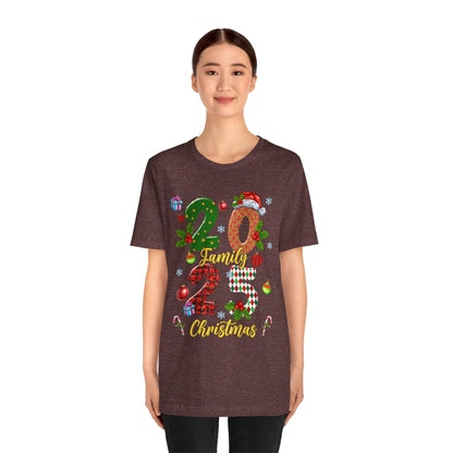 2025 Family Christmas Shirt – Red Plaid Santa Hat Matching Holiday Tee