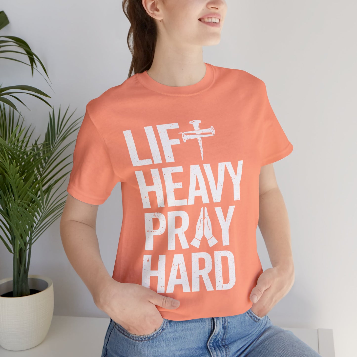 Lift Heavy Pray Hard Cross Nails Trendy Christ Gym Vintage T-Shirt