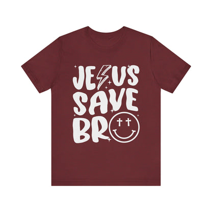 Jesus Saves Bro Shirt – Funny Retro Christian Cross Christmas Faith Tee