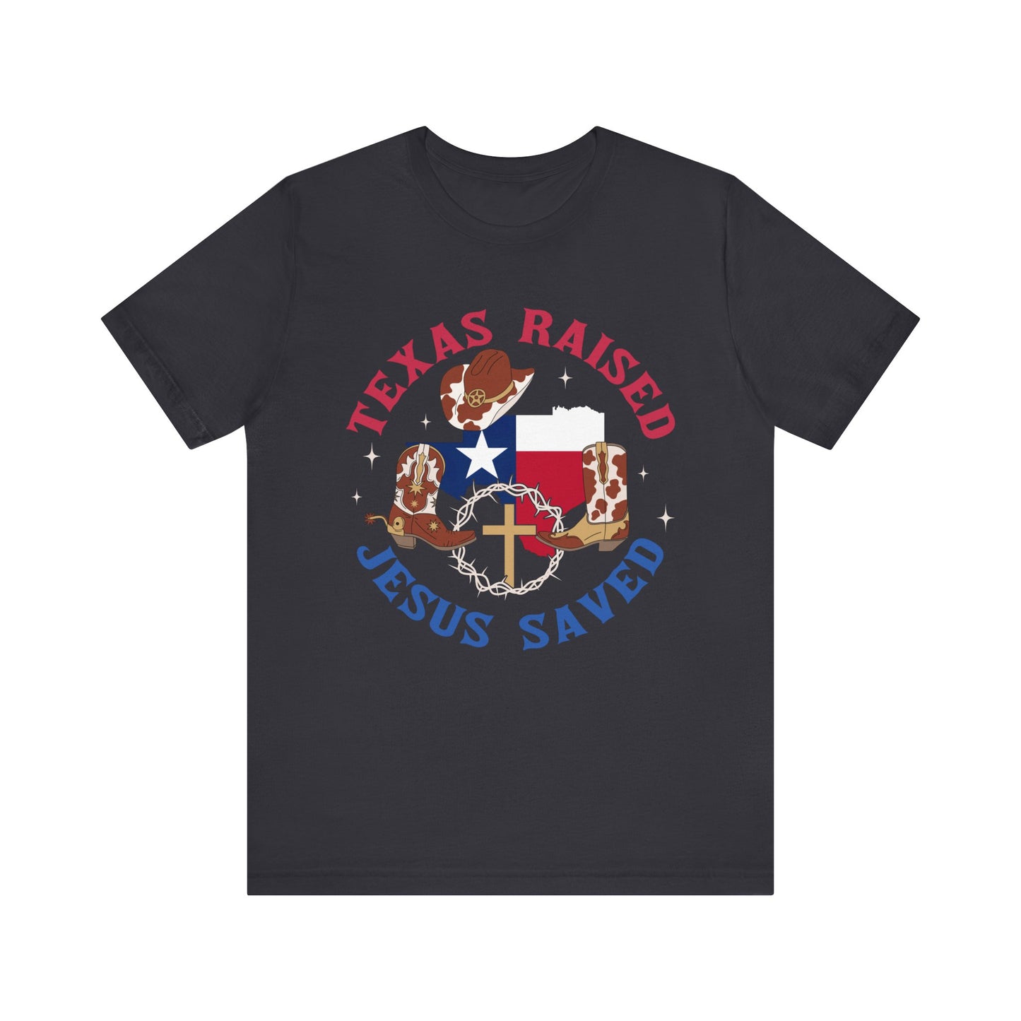 Southern Jesus Saved Shirt – Texas Raised Cowboy Christian Western Tee