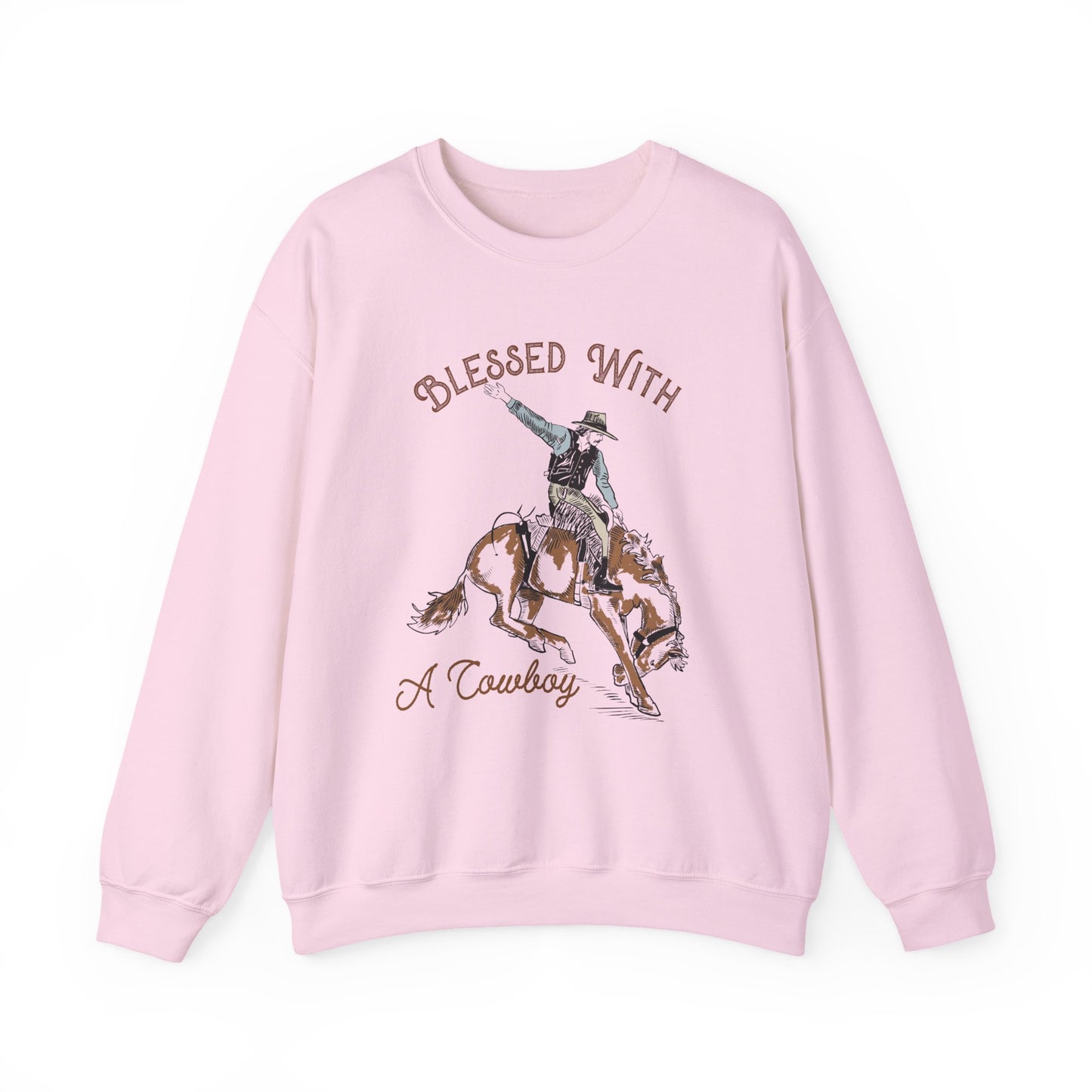 Blessed with a Cowboy Sweatshirt – Retro Christian Western Rodeo Pullover