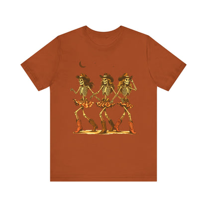 Skeleton Cowgirls Shirt Line Dancing Western Halloween Rodeo Tee