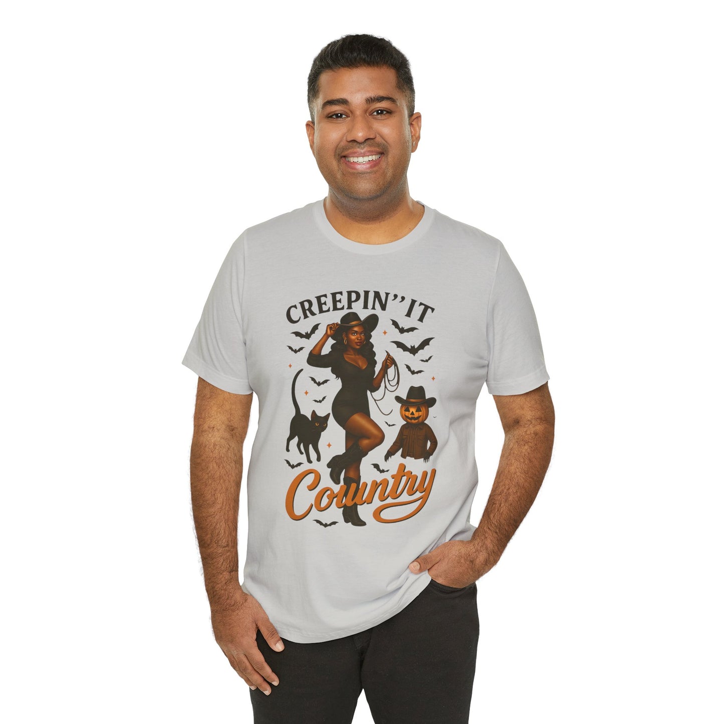 Creepin’ It Country Shirt – Spooky Cowgirl Pumpkin Western Halloween Tee
