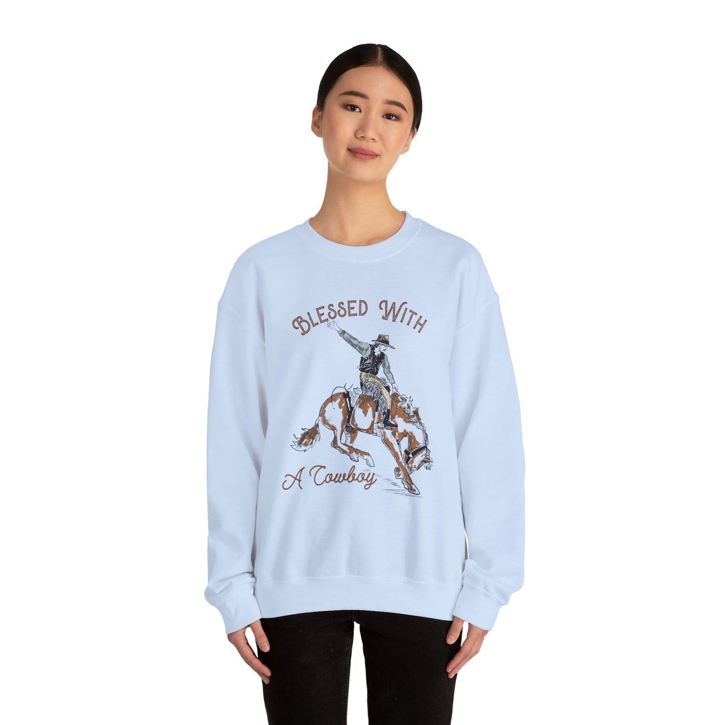 Blessed with a Cowboy Sweatshirt – Retro Christian Western Rodeo Pullover
