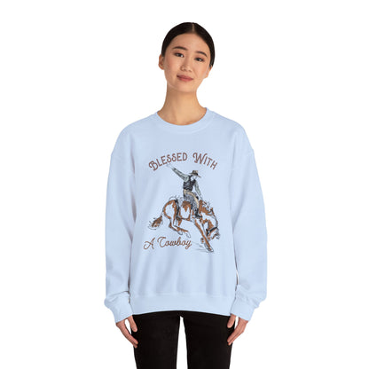 Blessed with a Cowboy Sweatshirt – Retro Christian Western Rodeo Pullover