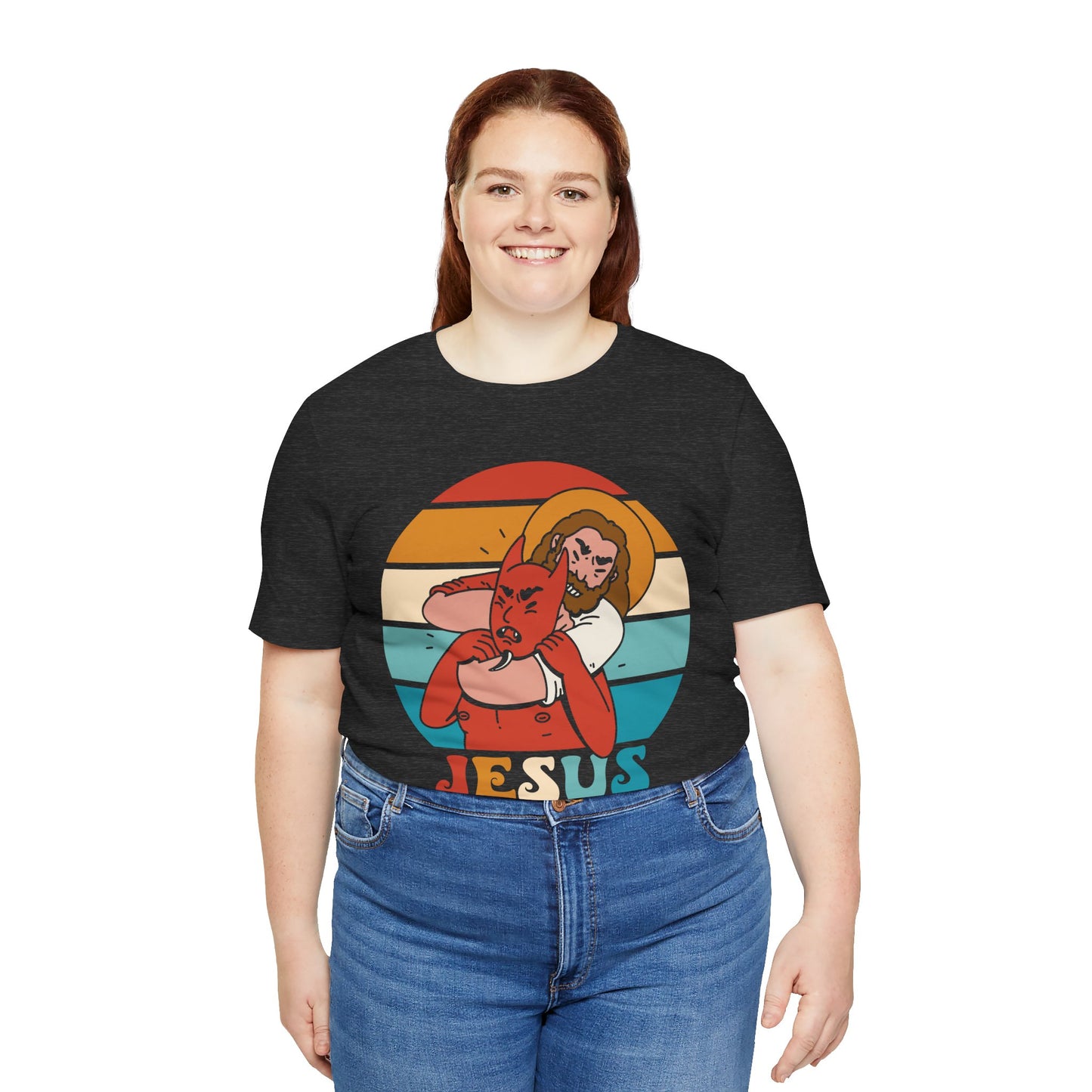 Hey Devil Jesus Has Your Back T-Shirt, Funny Christian Retro Halloween Tee