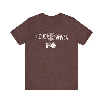 Jesus Saves Bro Shirt – Christian Cross Bold Faith Christmas Holiday Tee
