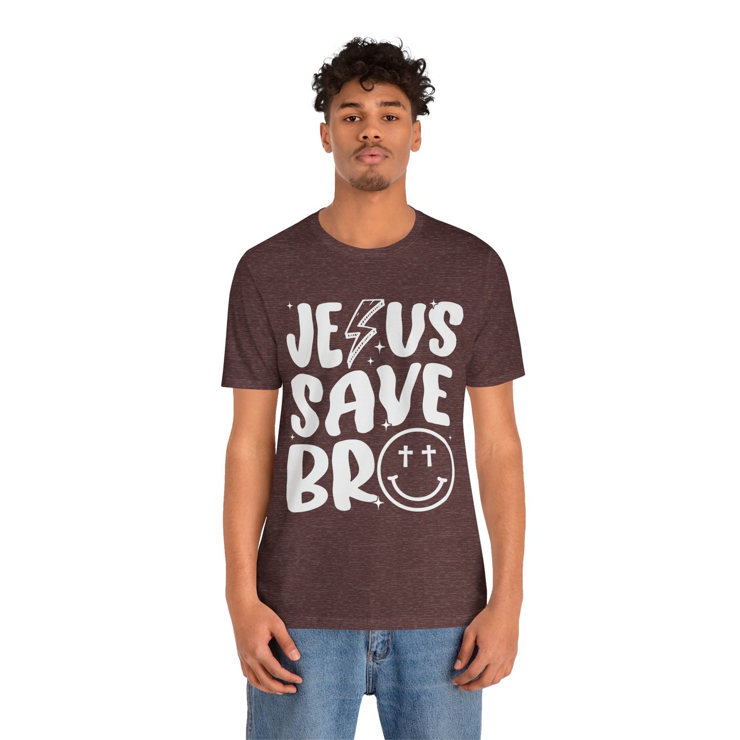 Jesus Saves Bro Shirt – Funny Retro Christian Cross Christmas Faith Tee