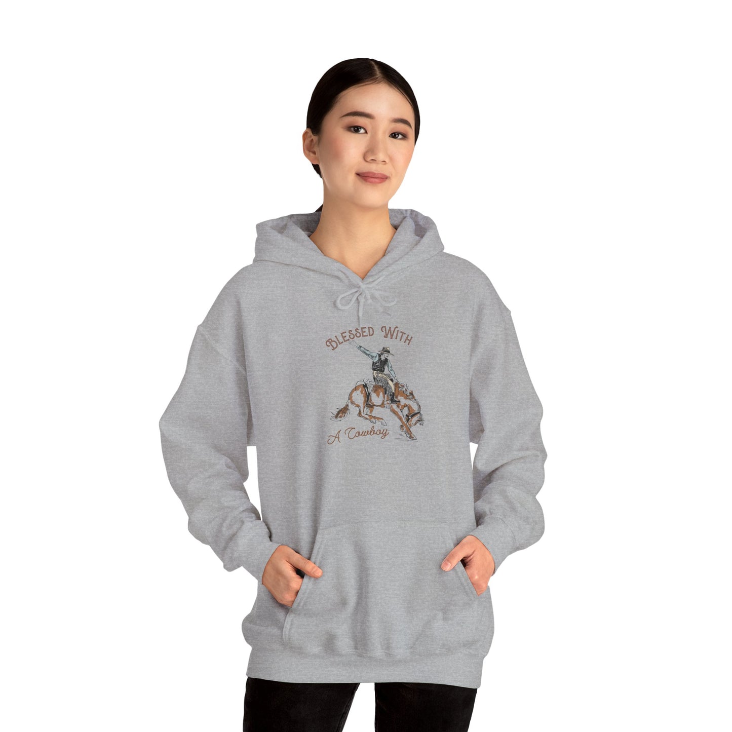 Blessed with a Cowboy Hoodie – Retro Christian Western Rodeo Country Pullover