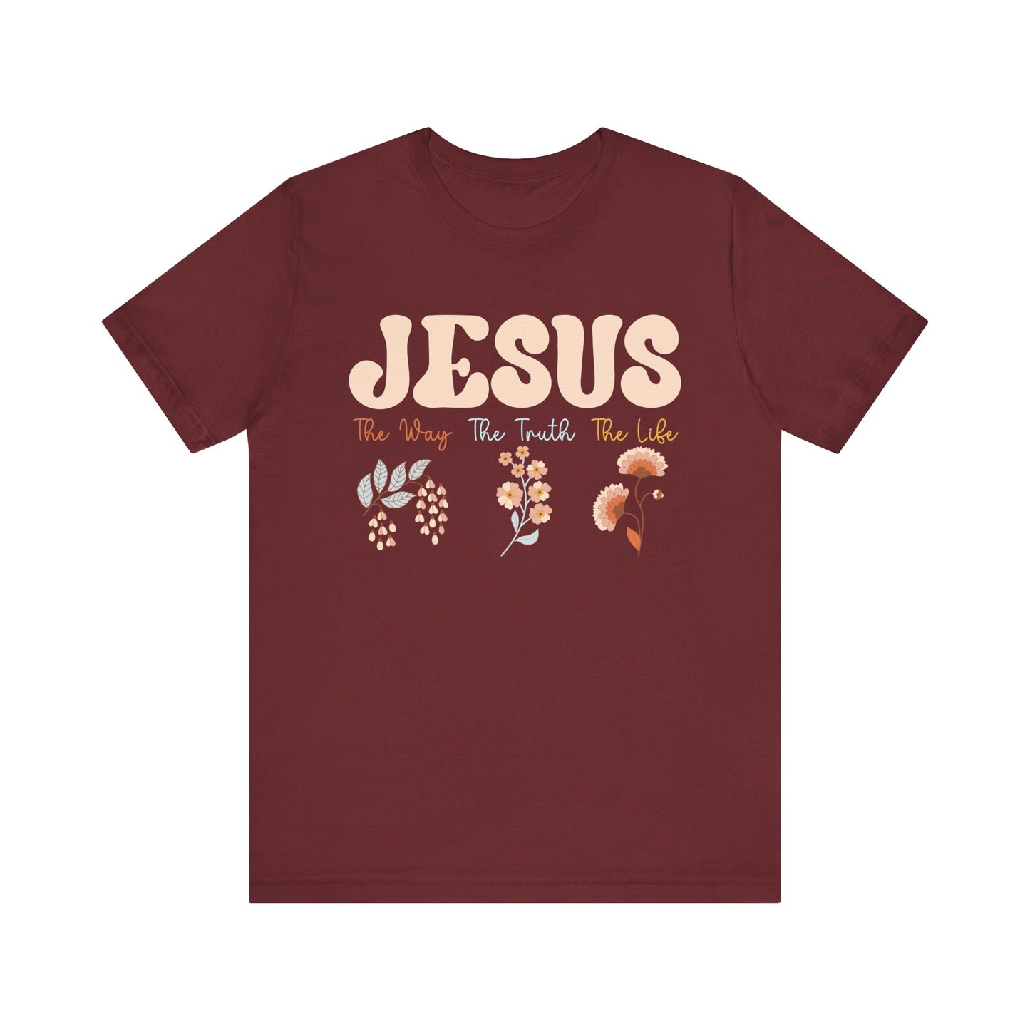 Jesus The Way The Truth The Life Shirt – Groovy Floral John 14:6 Christian Tee