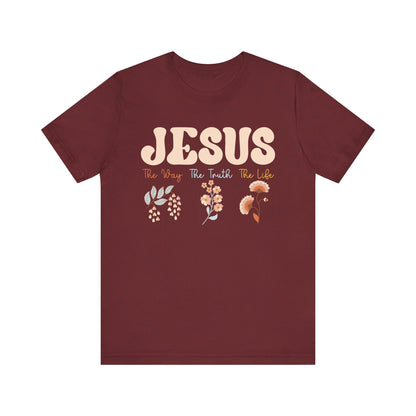 Jesus The Way The Truth The Life Shirt – Groovy Floral John 14:6 Christian Tee