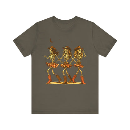 Skeleton Cowgirls Shirt Line Dancing Western Halloween Rodeo Tee